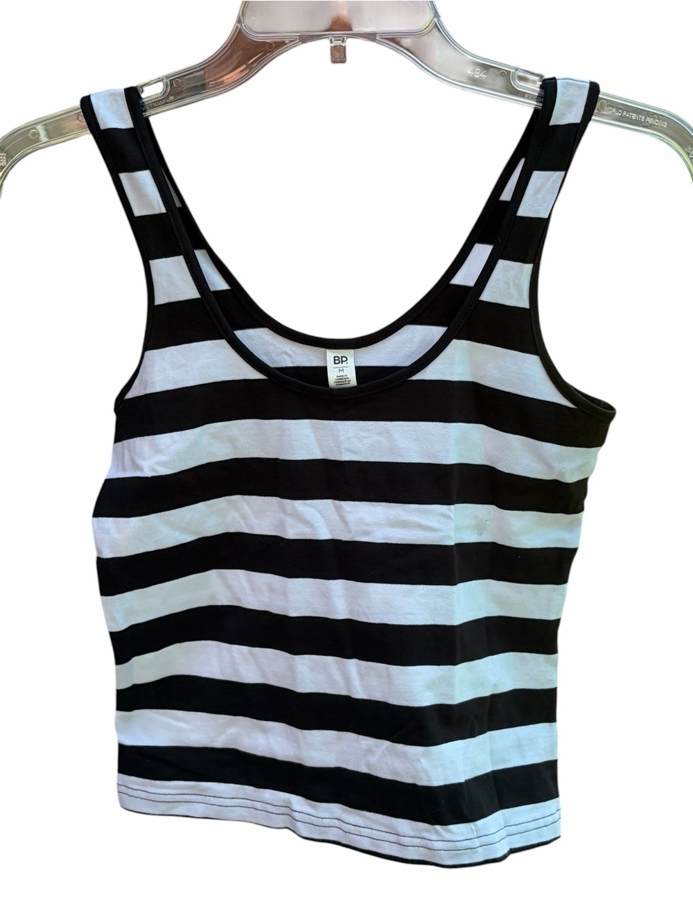 BP. Black & White Striped Stretch Tank Top | Size Medium